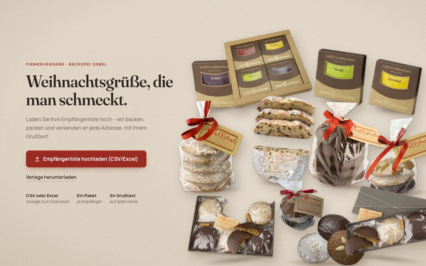 Weihnachtsgeschenke aus der Bäckerei Erbel